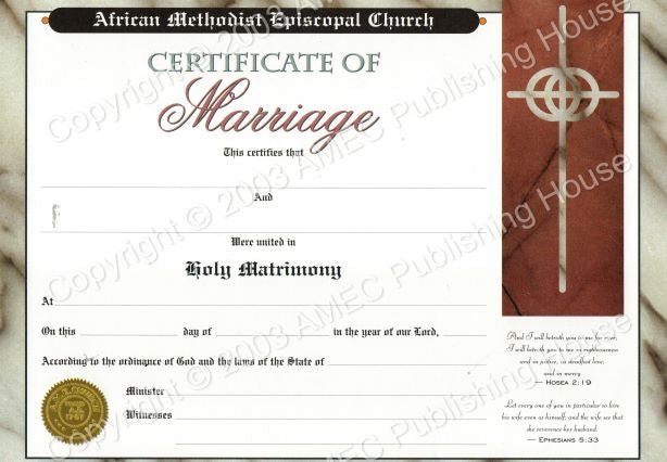 AME Certificate Of Marriage Spirit Filled Christian Bookstore AME Certificate Of Marriage Spirit Filled Christian Bookstore