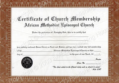 AME Certificate of Church Membership AME Certificate of Church Membership