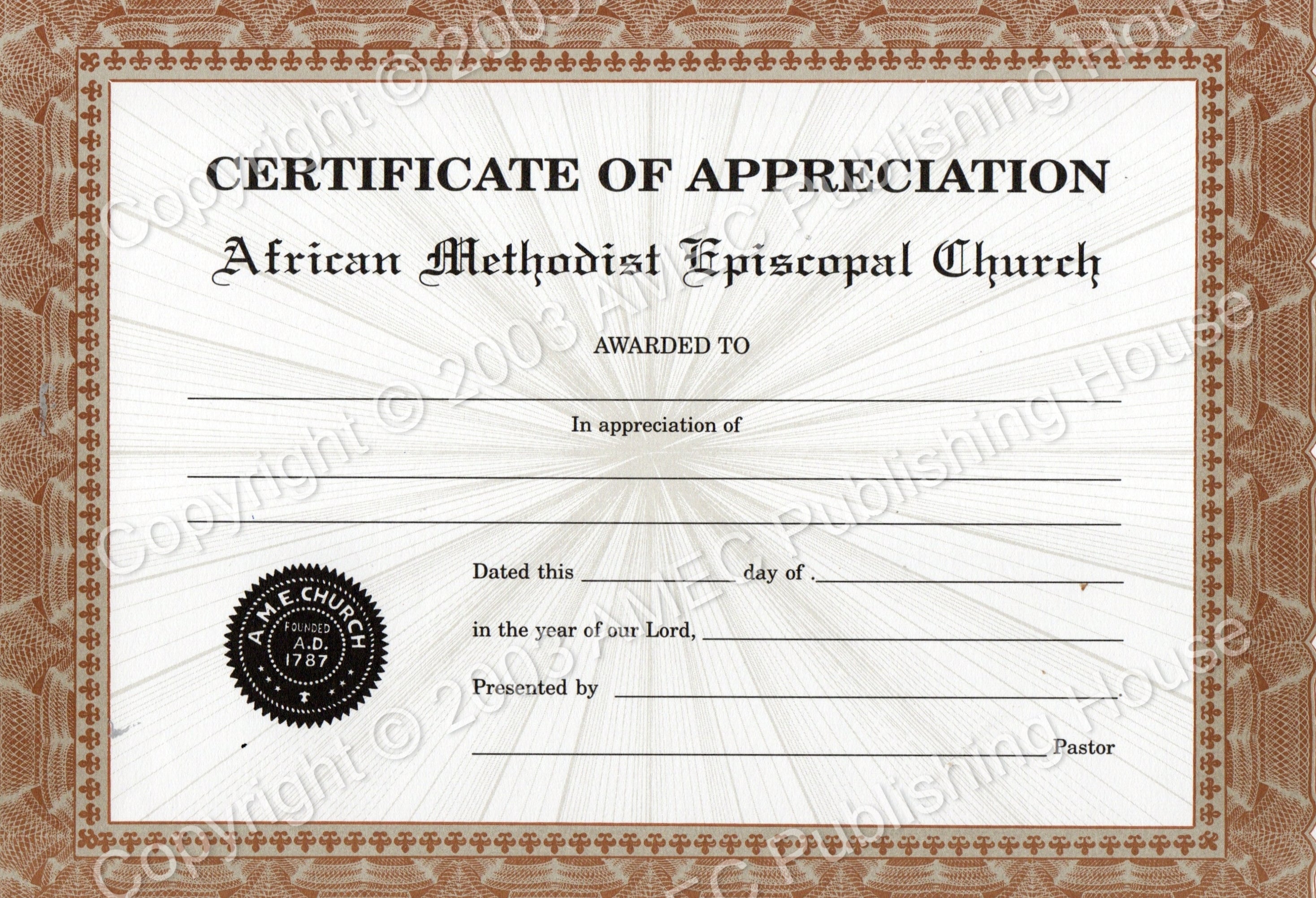 AME Certificate Of Appreciation Spirit Filled Christian Bookstore AME Certificate Of Appreciation Spirit Filled Christian Bookstore