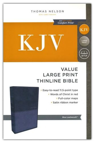 KJV Large Print Thinline Bible, Blue Leather Touch