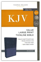 KJV Large Print Thinline Bible, Blue Leather Touch
