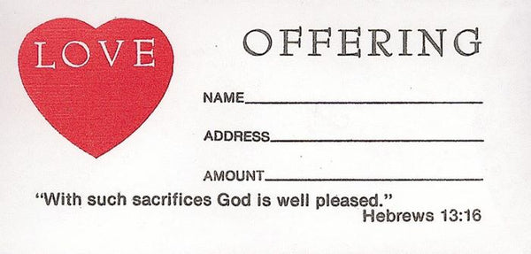 Offering Envelope: Love Offering (No. 3 Size) (Pack Of 100)