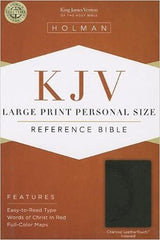 KJV Large Print Reference Bible, Charcoal Leather Touch, Indexed