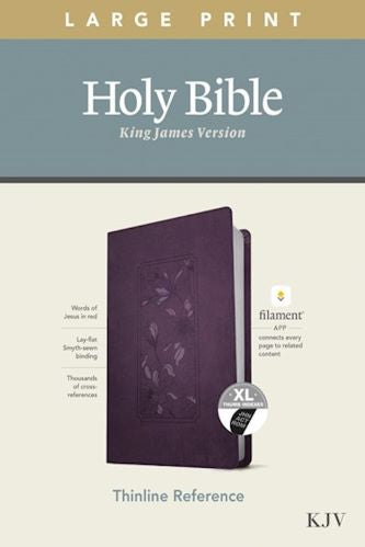 KJV Large Print Thinline Reference Bible, Purple Floral Leather Touch, Indexed