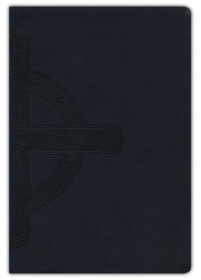 KJV Large Print Thinline Reference Bible, Black Celtic Cross Leather Touch