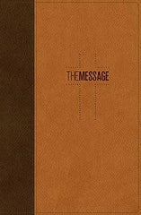 The Message Deluxe Gift Bible, Brown & Saddle Tan Leather Touch