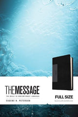The Message Full Size Bible, Black & Slate Leather Touch