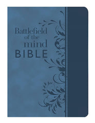 Battlefield Of The Mind Amplified Bible,  Blue Engraved Leather Touch