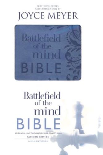 Battlefield Of The Mind Amplified Bible,  Blue Engraved Leather Touch