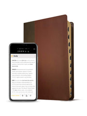 KJV Large Print Thinline Reference Bible, Brown & Mahogany Leather Touch, Indexed