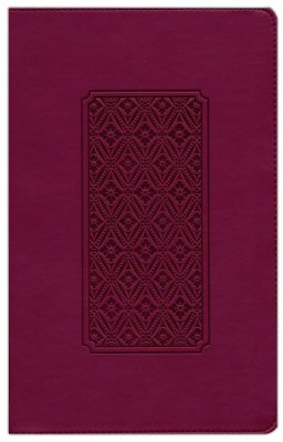 KJV Giant Print Reference Bible, Cranberry Diamond Leather Touch
