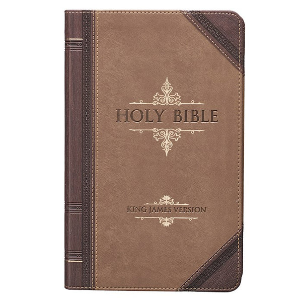 KJV Giant Print Reference Bible, Dark Brown & Tan Leather Touch