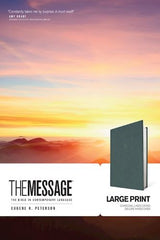 The Message Large Print Deluxe Bible, Charcoal Linen Cross Hardcover