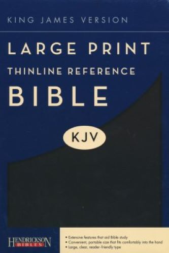 KJV Large Print Thinline Reference Bible, Black Leather Touch