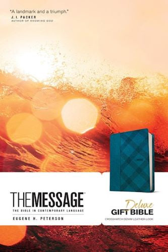 The Message Deluxe Gift Bible, Crosshatch Denim Leather Touch