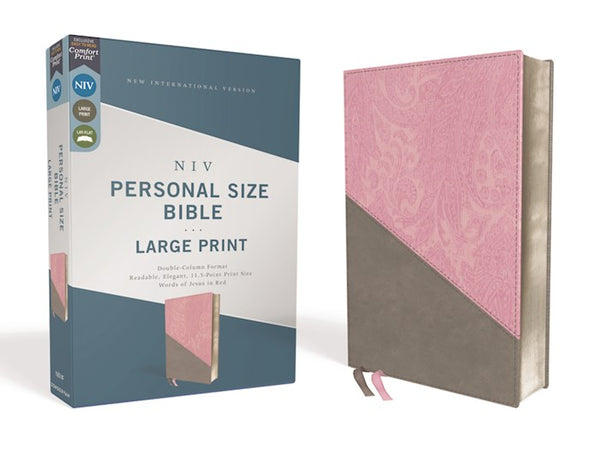 NIV Large Print Bible, Pink/Gray Leathersoft