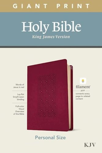 KJV Giant Print Reference Bible, Cranberry Diamond Leather Touch
