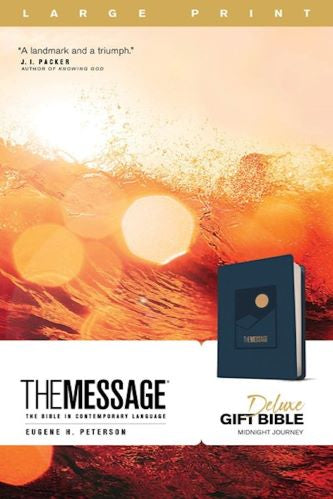 The Message Large Print Deluxe Gift Bible, Midnight Journey Leather Touch