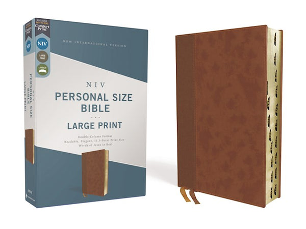 NIV Large Print Bible, Indexed, Brown Leathersoft
