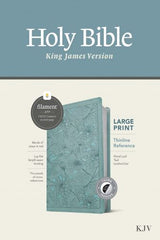 KJV Large Print Thinline Reference Bible, Floral Leaf Teal Leather Touch, Indexed