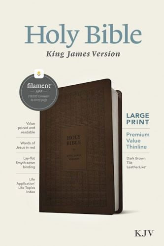 KJV Large Print Thinline Reference Bible, Dark Brown Leather Touch