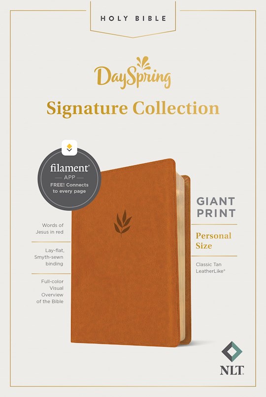 NLT Personal Size Giant Print Bible, Classic Tan Leather Like
