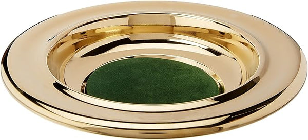 Remembrance Ware Brass Offering Plate Green Felt