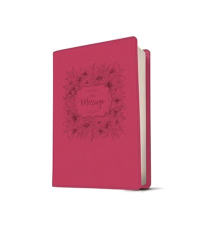 The Message Large Print Bible, Dusty Rose Floral Leather Touch