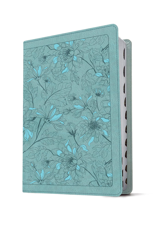 KJV Giant Print Reference Bible, Floral Leaf Teal Leather Touch, Indexed