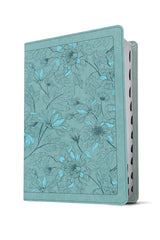 KJV Giant Print Reference Bible, Floral Leaf Teal Leather Touch, Indexed