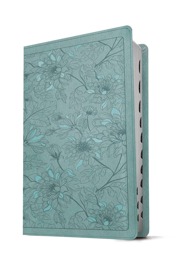 KJV Large Print Thinline Reference Bible, Floral Leaf Teal Leather Touch, Indexed