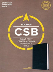 CSB Giant Print Center-Column Reference Bible, Black Leather Touch