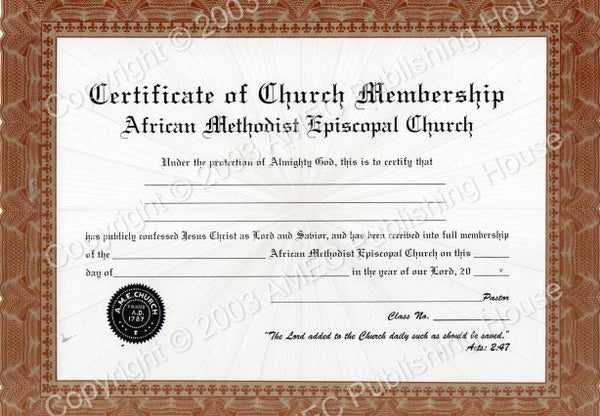 AME Certificate Of Full Membership Spirit Filled Christian Bookstore AME Certificate Of Full Membership Spirit Filled Christian Bookstore