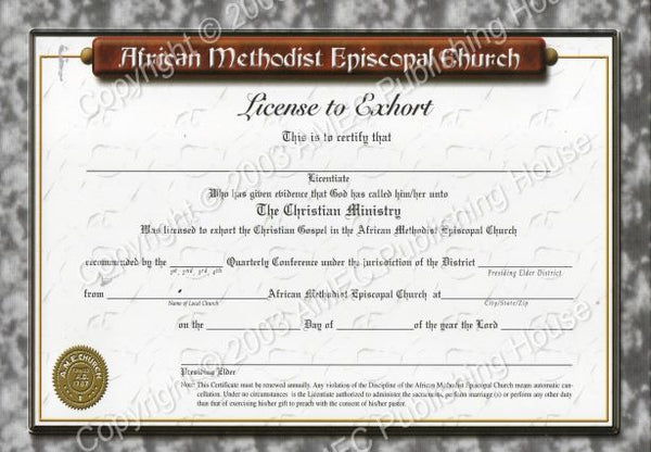 AME License To Exhort